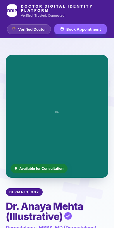 Mobile view of doctor digital identity